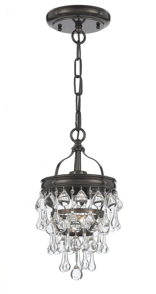 Calypso 14" Mini Chandelier in Vibrant Bronze with Clear Glass Drops Crysta
