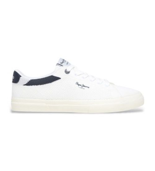 Pepe Jeans for man. PMS31072 Kenton Knit Sneakers white (41), Flat, Laces, Casual