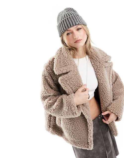 Gertrude teddy coat in stone-Neutral