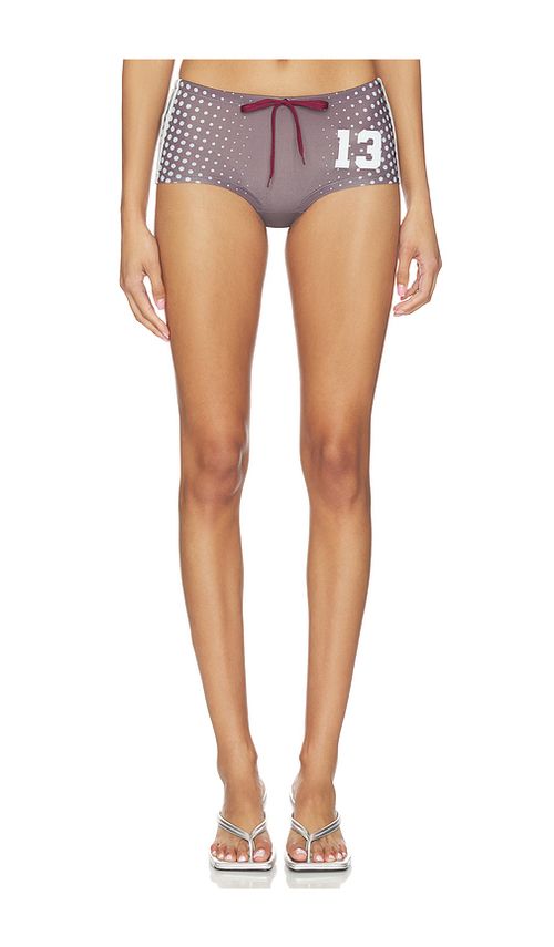 Jaded London Illusion Print Football Mini Shorts in Brown. XXS also in XS, S, L