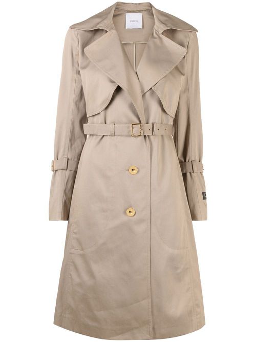 Knee-length cotton trench coat - Neutrals