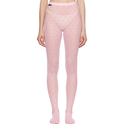 Pink Plumetis Mesh Tights