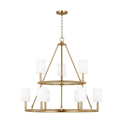 Satin Brass Nine Light Chandelier from the Egmont Collection