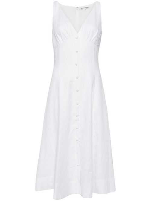 Sebastien linen V-neck dress - White