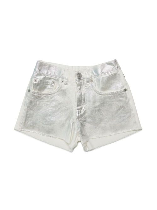 Coated-finish cotton shorts - White
