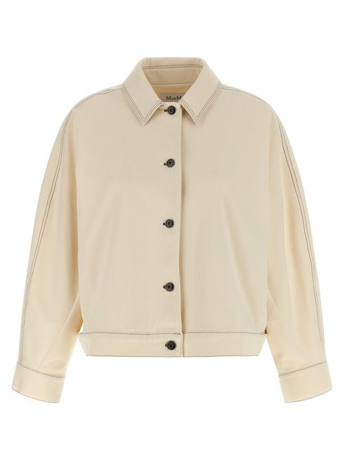 Cotton-Blend Denim-Effect Jacket — Beige