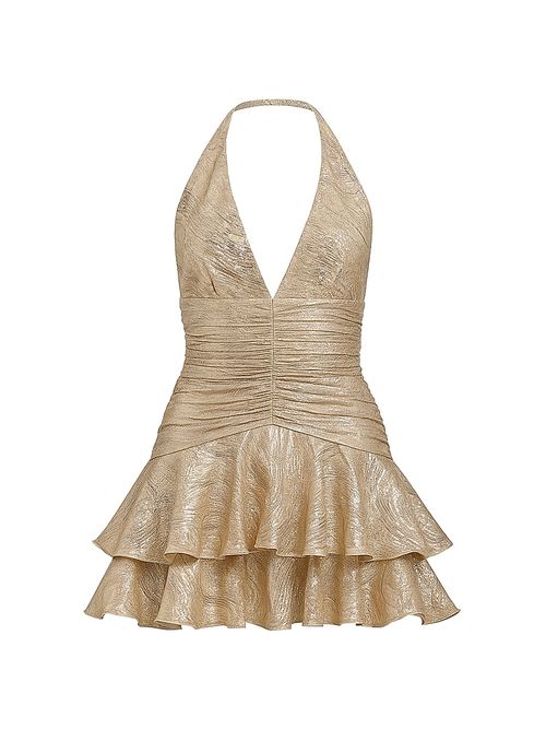 Women's Golden Dust Ruffle Minidress - Gold