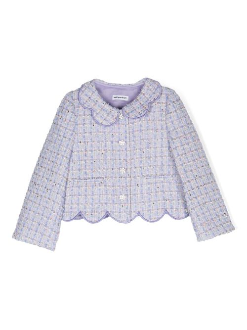 Scallop-collar tweed jacket - Purple