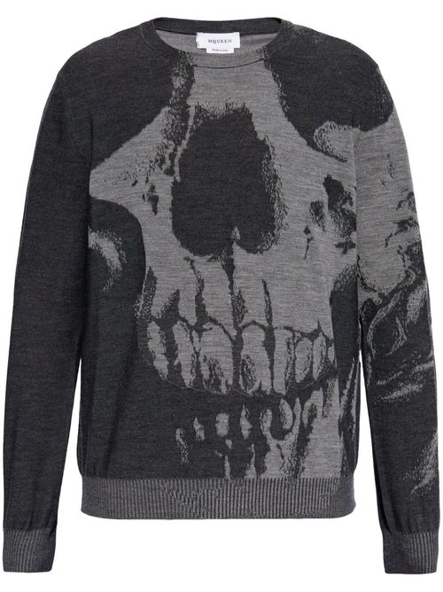 Skull-intarsia sweater - Black