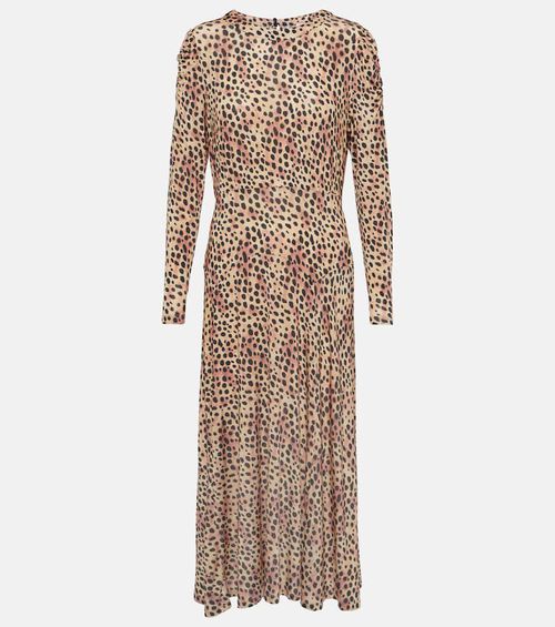 Cerise leopard-print midi dress
