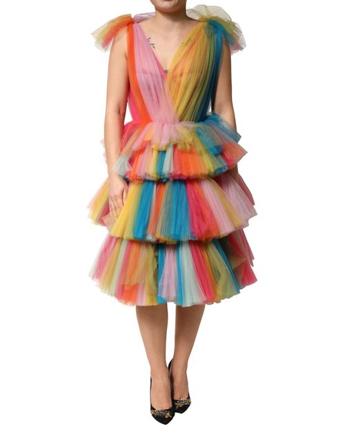 Tiered Tulle Dress — Multicolor