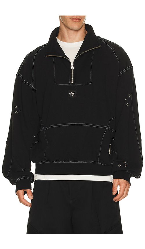 UPRISERS UPRS Floral Eyelet Half Zip in Black. S. Also in L, M, XL/1X