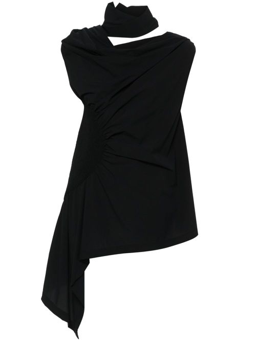 Crepe asymmetric blouse - Black