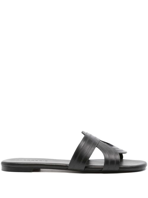 Ivory leather sandals - Black
