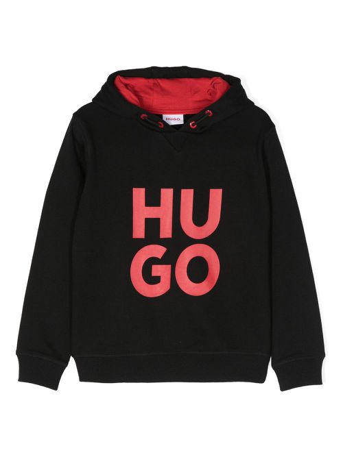 Logo-print drawstring hoodie - Black