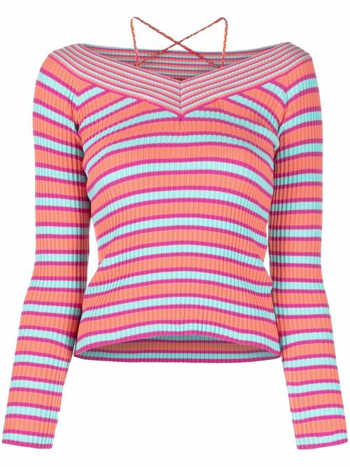 Striped rib-knit jumper - Pink