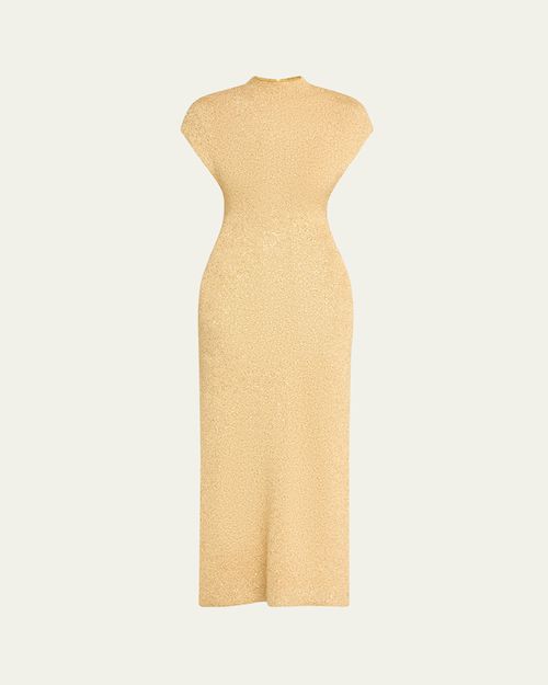 Mock-Neck Sequin Knit Ankle Dress