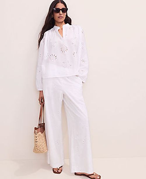 Ann Taylor The Petite Eyelet Easy Palazzo Pant
