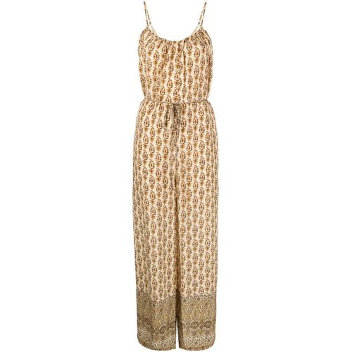 Gold Hawk Printed Silk Jumpsuit