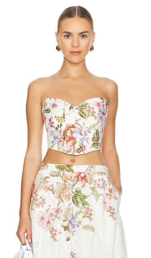HEMANT AND NANDITA BIKINI-OBERTEIL MIT BUSTIER in White. Größe XS. Also in