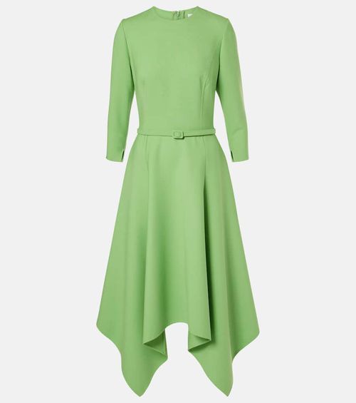 Asymmetric wool-blend midi dress
