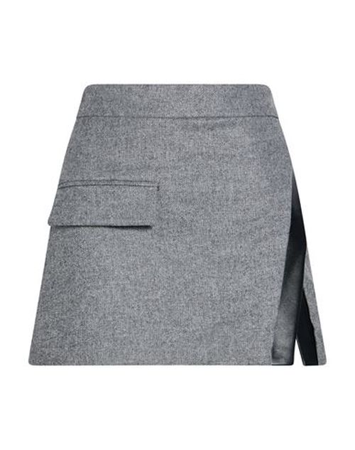 Woman Mini skirt Grey Size 8 Wool, Polyester, Viscose, Elastane, Leather