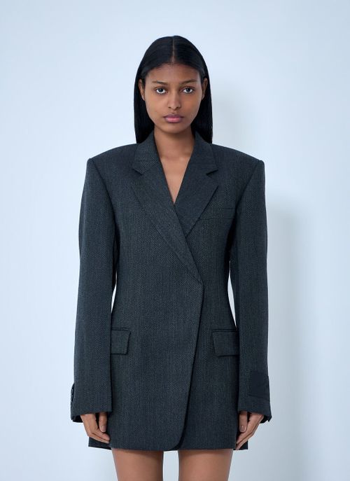 Tailored Wool Blazer Dress - Woman Dresses Black Us