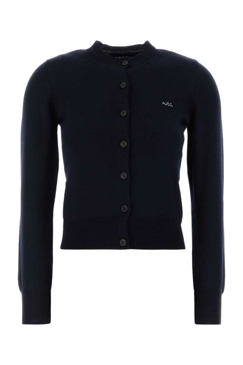 Virgin Wool Cotton Cardigan — Navy