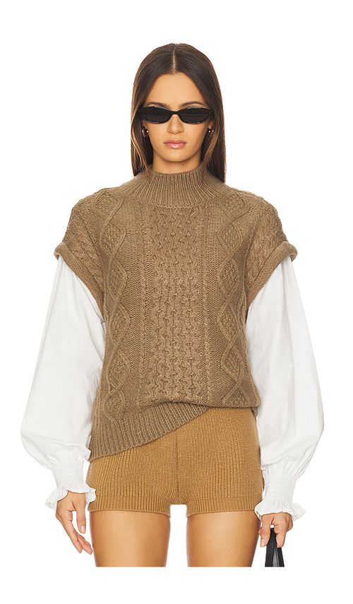 ASTR the Label Angeline Mixed Media Sweater in Khaki. XS also in L, M