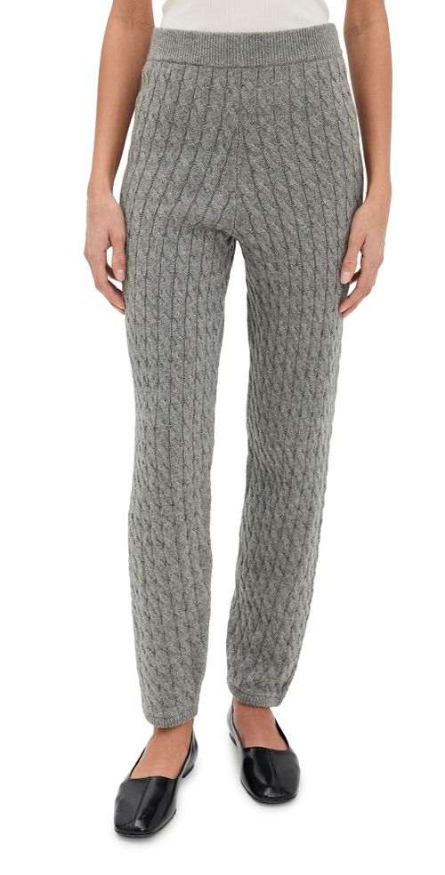 Cable Knit Joggers Crimson