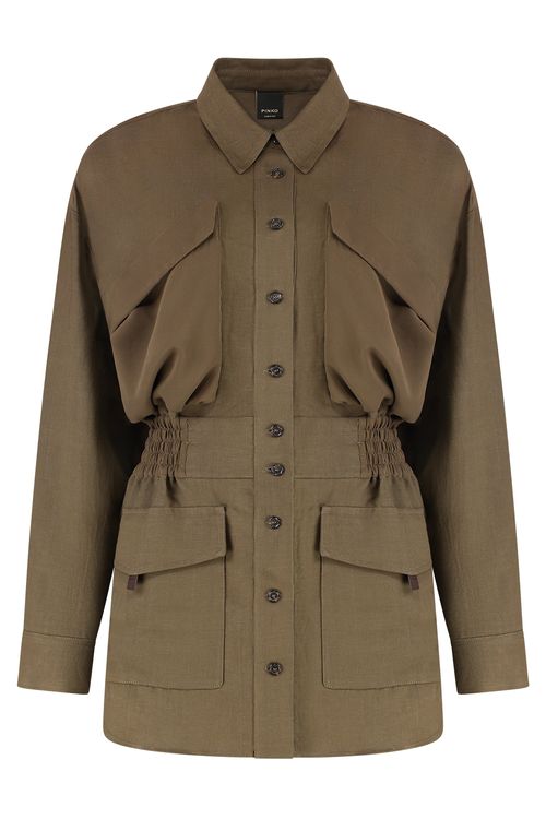 Viscose-Linen Overshirt with Adjustable Drawstring Waist