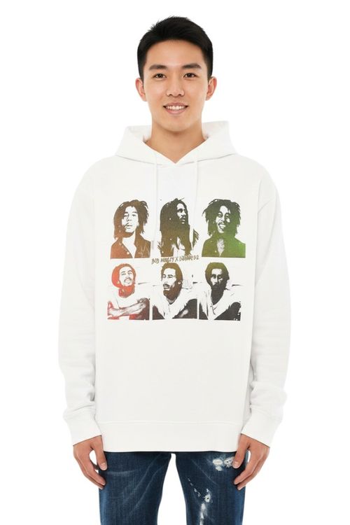White Relaxed Graphic Hoodie