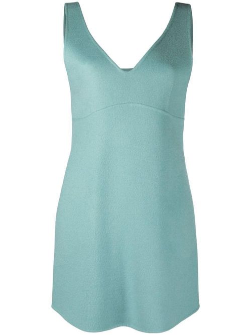 Light Blue Stud-detail Wool Mini Dress