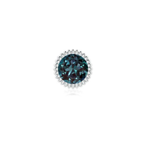 Angara 0.94 CTW Bezel-Set Solitaire Round Lab-Grown Alexandrite Beaded Halo Stud in Platinum