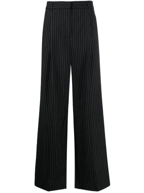 Pinstripe-pattern palazzo pants - Black