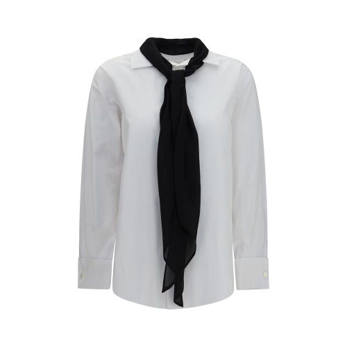 Integrated Scarf Detail Shirt — White