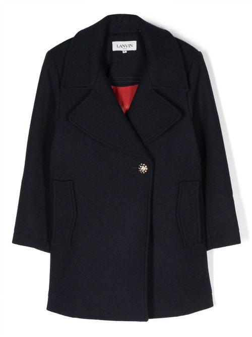 Logo-appliqué coat - Blue