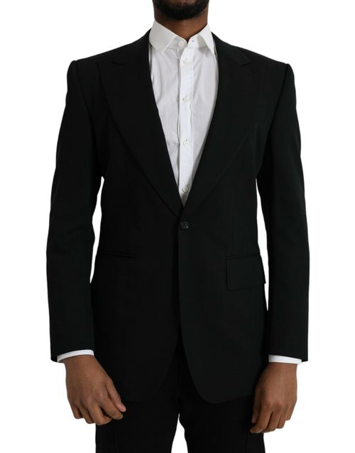 Virgin Wool Peak Single Breasted Blazer — Black