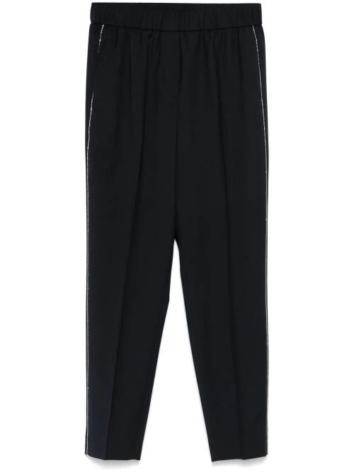 Beaded Trim-Detail Trousers — Navy
