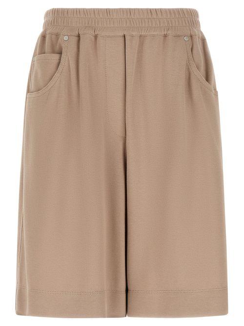 Piqué Cotton Bermuda Shorts — Brown