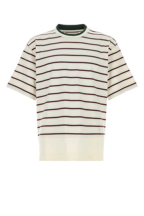 Striped Cotton T-shirt — Beige