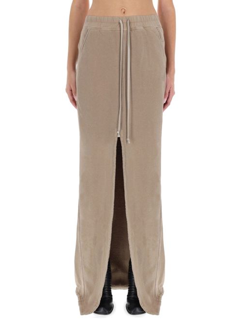 Beige Solid Maxi Skirt