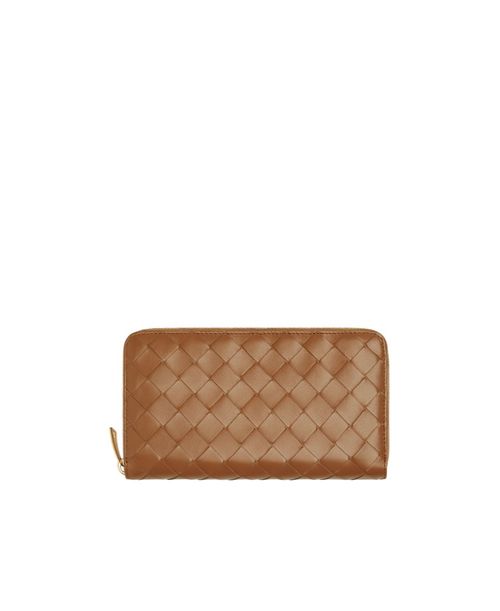 Intrecciato zip-around leather wallet