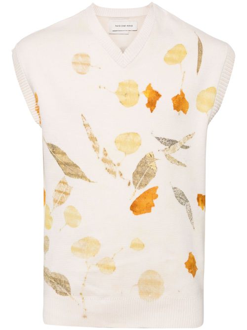 Graphic-print knitted vest - Neutrals
