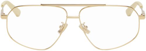Bottega Veneta Gold Classic Metal Aviator Glasses