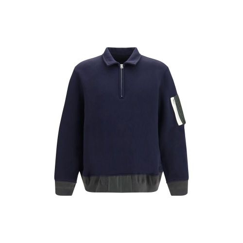 Terry Cloth Zip Polo Shirt — Navy