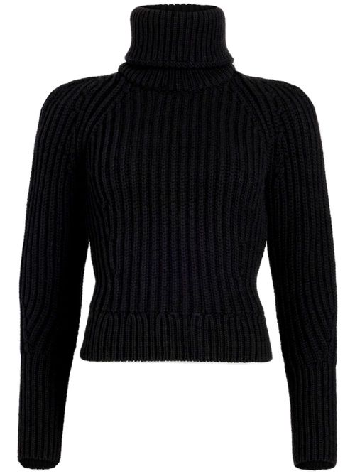 Roll-neck wool jumper - Black