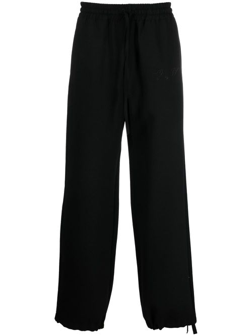 Embroidered logo straight-leg sweatpants - Black