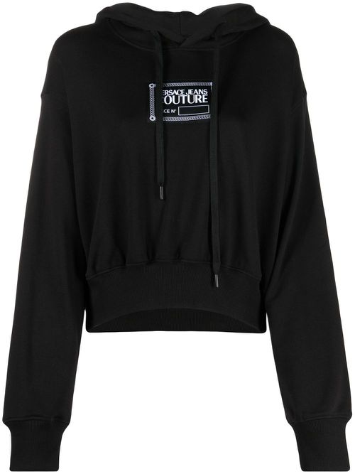Logo-print drawstring hoodie - Black