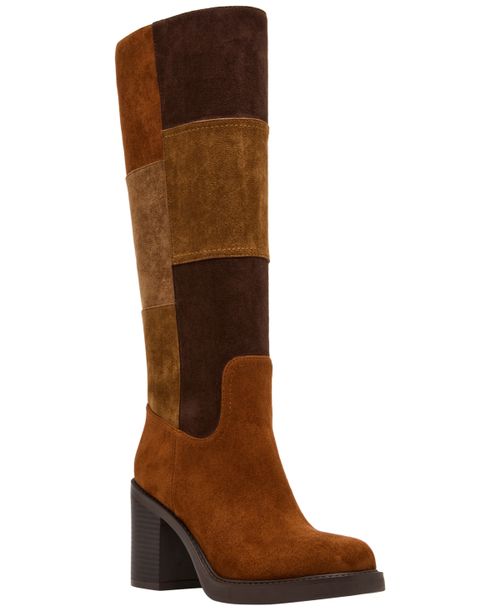 Women's Charity Platform Patch Tall Block Heel Boots - Brown Multi